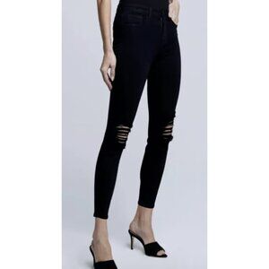 L'AGENCE High-Rise Margot Skinny Jeans in Zinc Destruct Distressed - Size 25